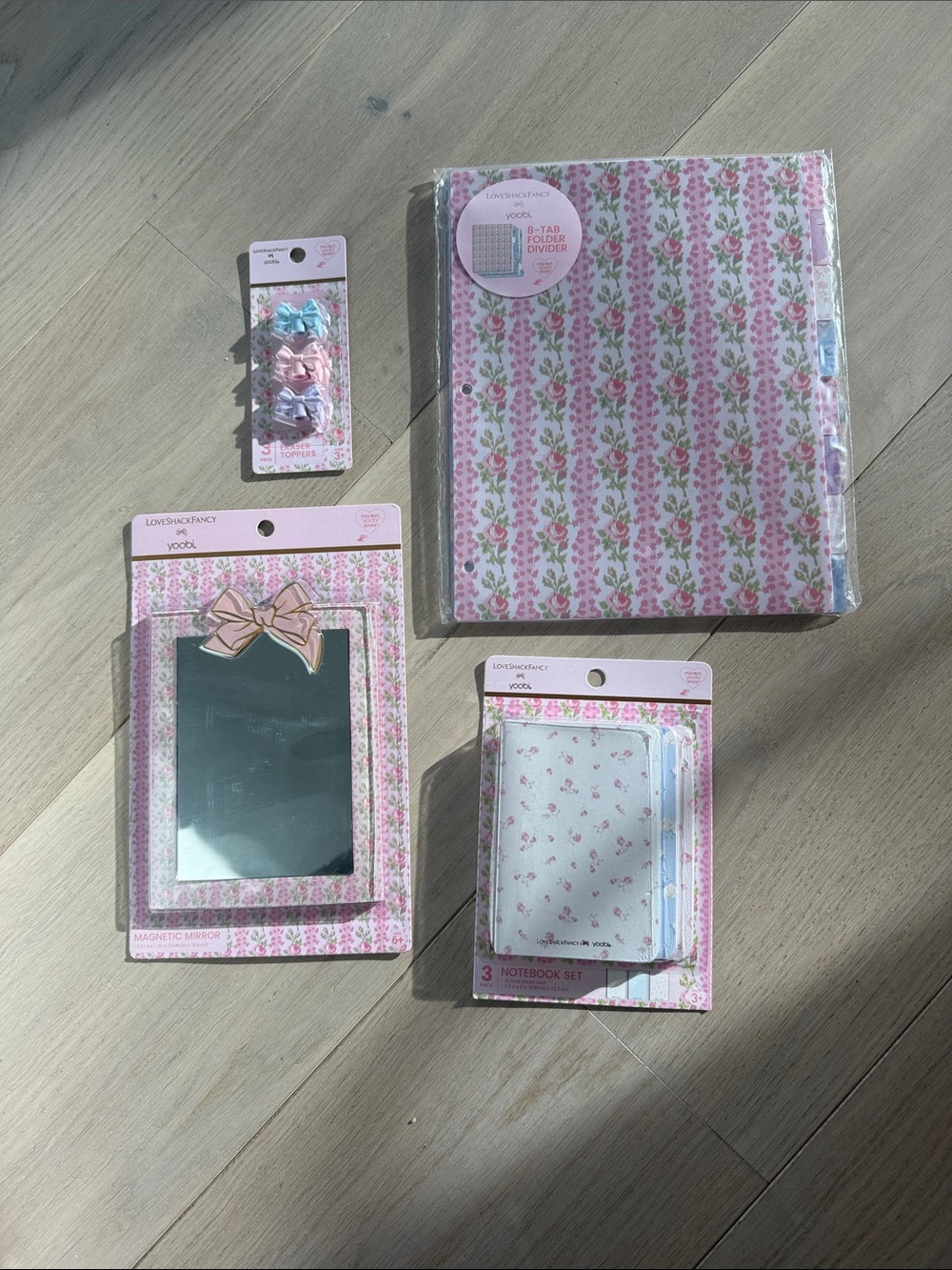 Target x LoveShackFancy - Locker Mirror, Dividers, Erasers, Notebook set